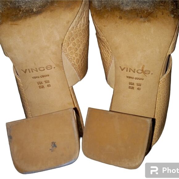 Vince "Nelda" Cutout Croc-Effect Leather Mules in Beige Size 10M - Picture 8 of 8